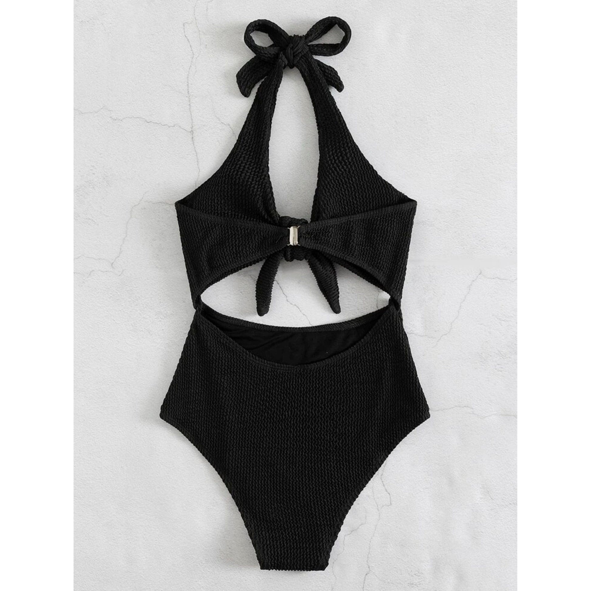 SHEIN Shein Womens Swimwear SHEIN - Textured Knot Front One-Piece Swimsuit