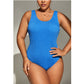 SHEIN Shein Womens Swimwear L / Blue SHEIN - Textured one piece curvy swimsuit