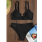 SHEIN Shein Womens Swimwear XL / Black SHEIN - Textured peek aboo design bikini