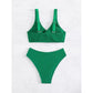 SHEIN Shein Womens Swimwear S / Green SHEIN - Textured Scoop Neck Swimsuit