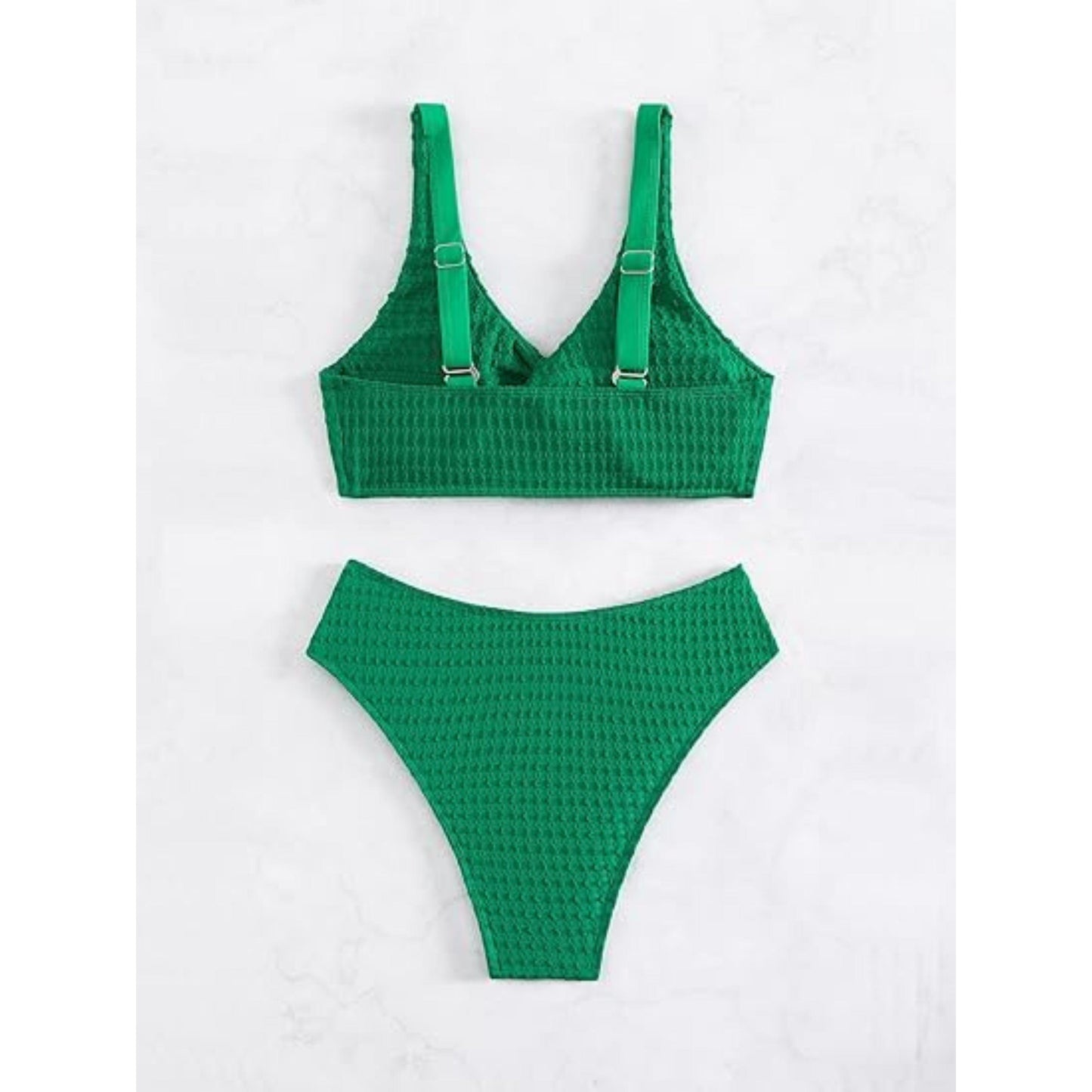 SHEIN Shein Womens Swimwear S / Green SHEIN - Textured Scoop Neck Swimsuit