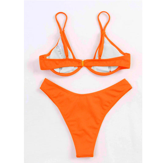 SHEIN Shein Womens Swimwear M / Orange SHEIN - Textured snake skin design bikini
