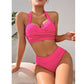 SHEIN Shein Womens Swimwear S / Pink SHEIN - Textured two piece swimsuit set