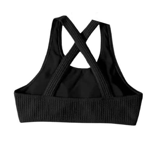 SHEIN Shein Womens Swimwear M / Black SHEIN - Textureed cross back bikini top