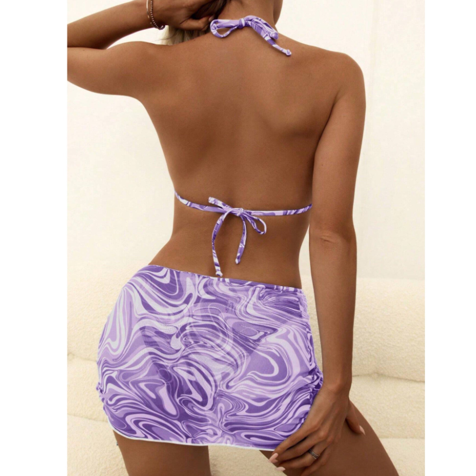 SHEIN Shein Womens Swimwear XL / Multi-Color SHEIN - Three piece skirt bra, briefs bikini