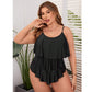 SHEIN Shein Womens Swimwear XXXL / Black SHEIN - Tiered Ruffle Hem One Piece Swimsuit