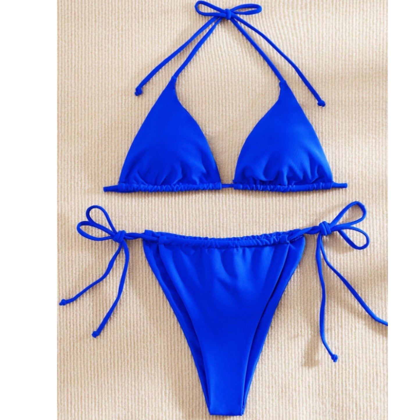 SHEIN Shein Womens Swimwear M / Blue SHEIN -  Triangle Bra Thong Bikini