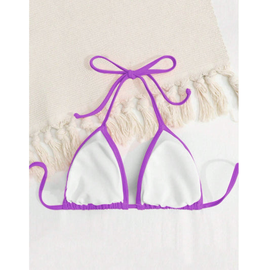 SHEIN Shein Womens Swimwear S / Purple SHEIN - Triangle somple bikini top