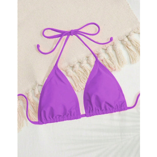 SHEIN Shein Womens Swimwear S / Purple SHEIN - Triangle somple bikini top
