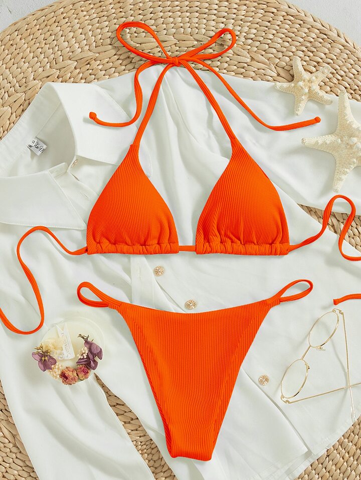 SHEIN Shein Womens Swimwear M / Orange SHEIN - Triangle SwimWEAR Two Pieces
