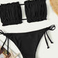 SHEIN Shein Womens Swimwear S / Black SHEIN - Tube Top Drawstring Bottom Bikini