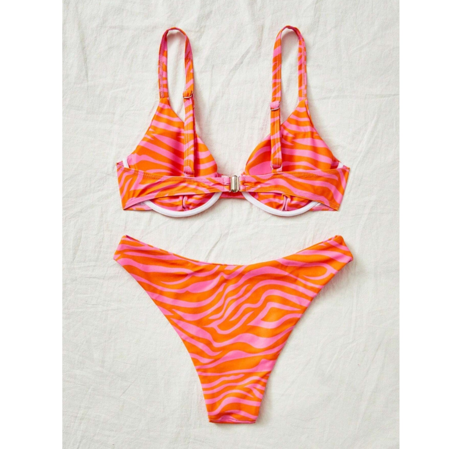 SHEIN Shein Womens Swimwear L / Multi-Color SHEIN - Zebra Striped Underwire Bikini