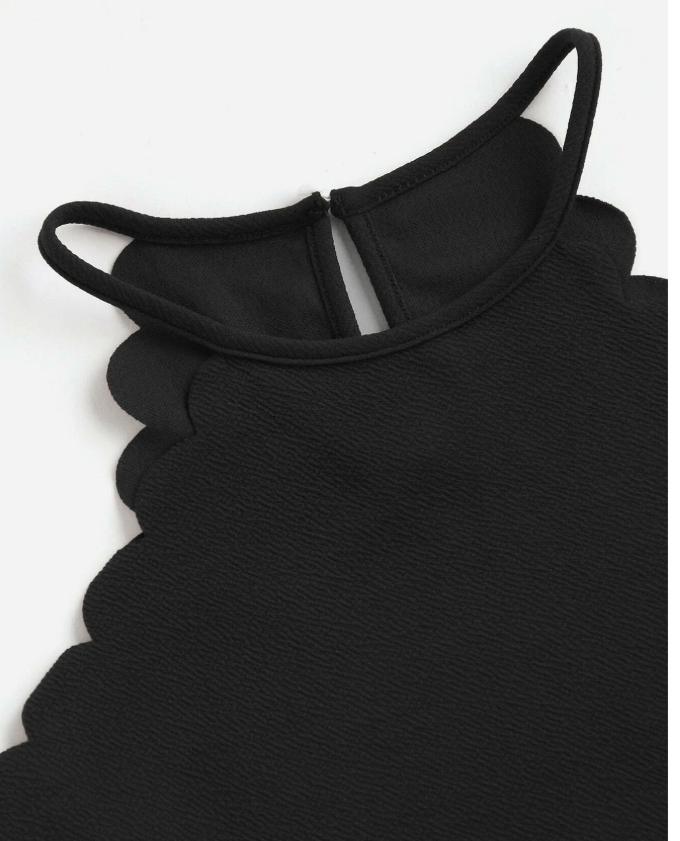 SHEIN Shein Womens Tops L / Black SHEIN -  Back Open Fan Hem Crop Top