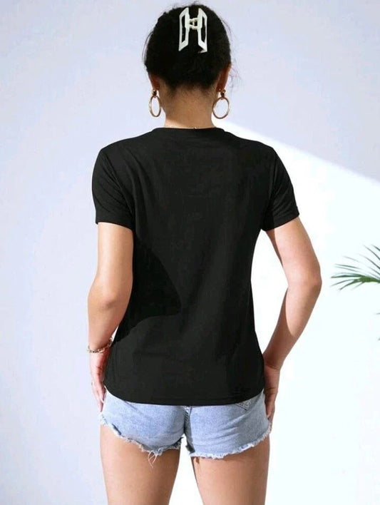 SHEIN Shein Womens Tops XXXXL / Black SHEIN - Butterfly cursive t-shirt