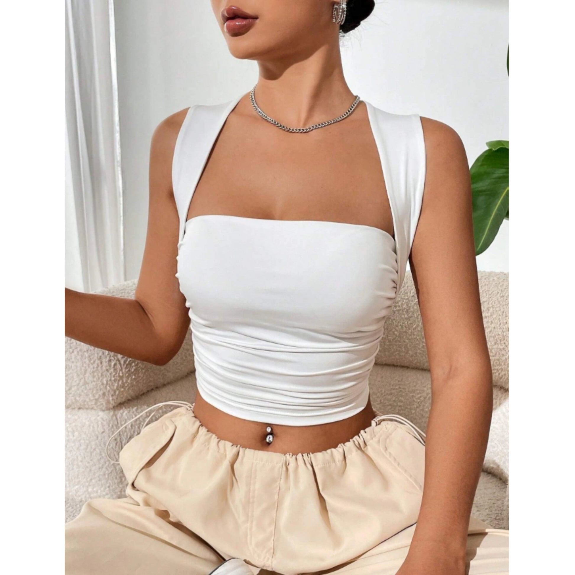 SHEIN Shein Womens Tops SHEIN - Casual Crinkle Sleeveless Top
