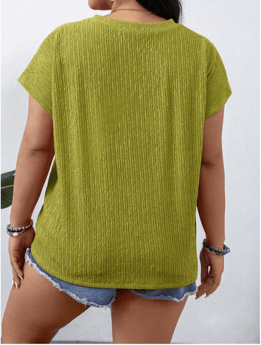 SHEIN Shein Womens Tops L / Green SHEIN -  Casual Loose Fit Crew Neck Batwing Sleeve Blouse