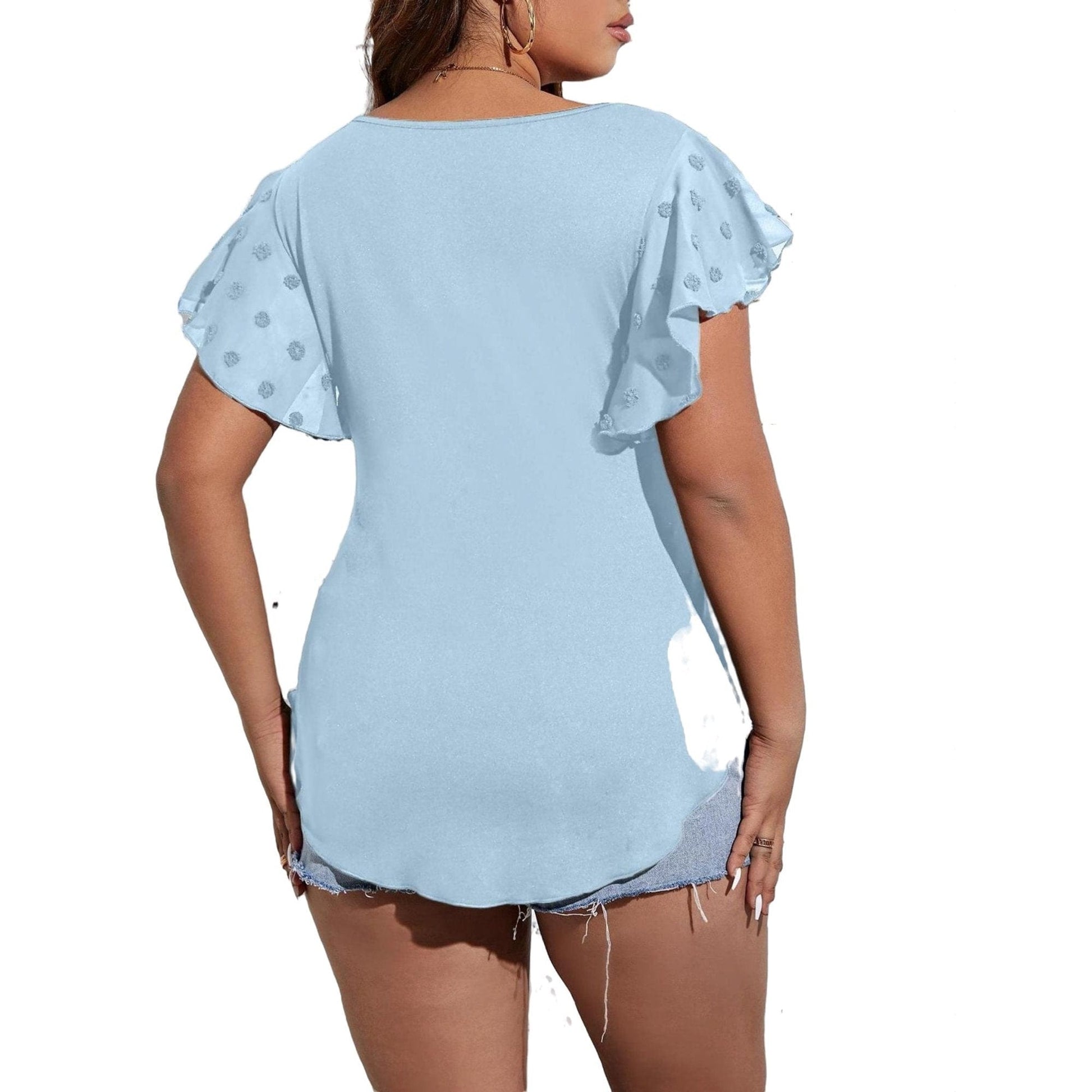 SHEIN Shein Womens Tops XXXL / Blue SHEIN - Casual Plain V neck T-Shirt