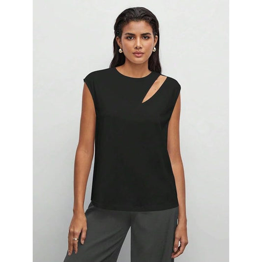 SHEIN Shein Womens Tops L / Black SHEIN -  Casual Sleeveless Solid Blouse