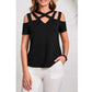 SHEIN Shein Womens Tops XL / Black SHEIN - Cold shoulder criss cross blouse