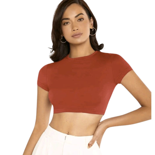 SHEIN Shein Womens Tops S / Brown SHEIN - Collar Crop Top