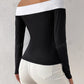 SHEIN Shein Womens Tops XS / Black SHEIN - Color block Off Shoulder Blouse