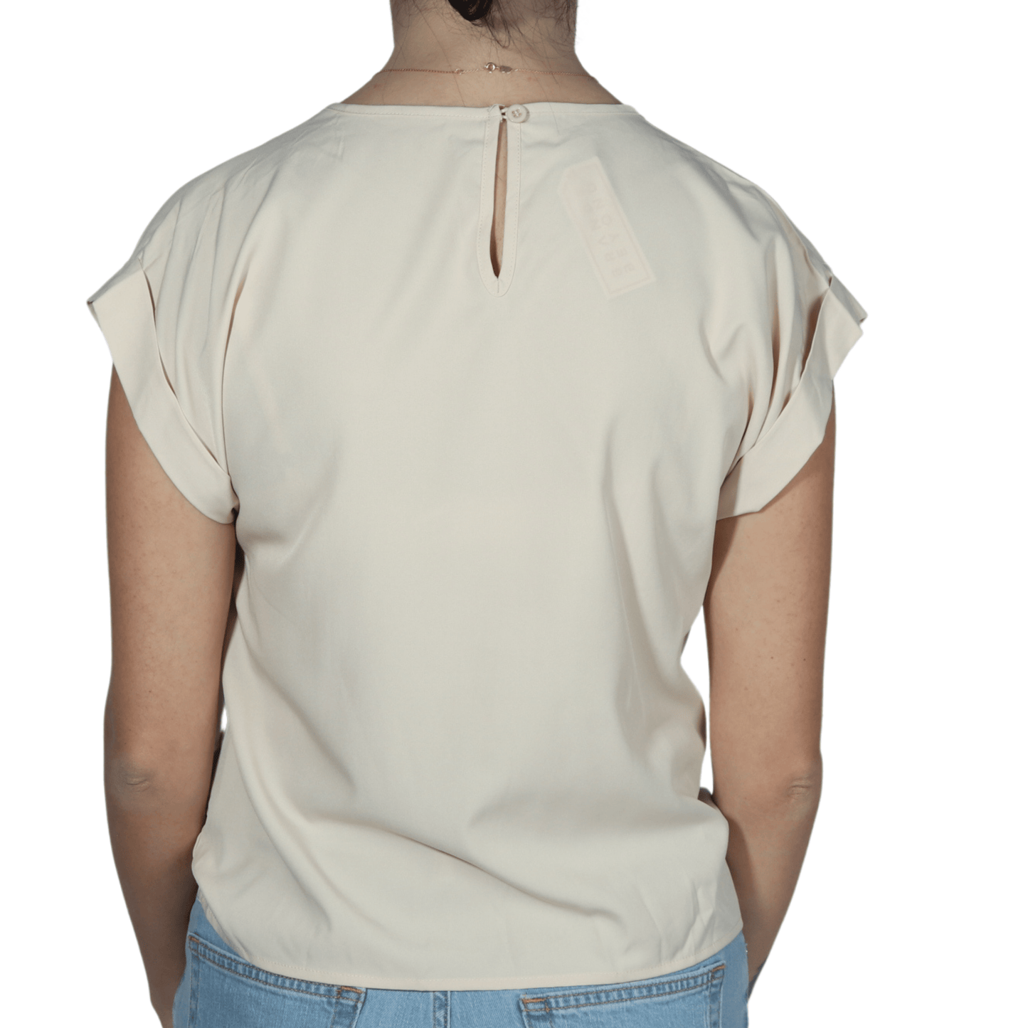 SHEIN Shein Womens Tops M / Beige SHEIN - Crew neck tied design blouse