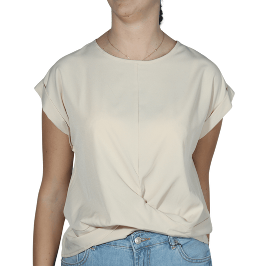 SHEIN Shein Womens Tops M / Beige SHEIN - Crew neck tied design blouse