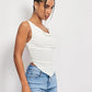 SHEIN Shein Womens Tops L / White SHEIN - Draped Collar Ruched Hanky Hem Tank Top