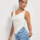 SHEIN Shein Womens Tops L / White SHEIN - Draped Collar Ruched Hanky Hem Tank Top