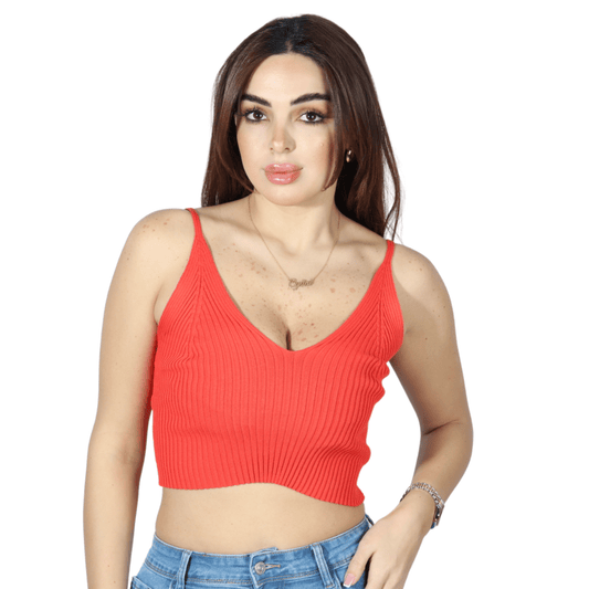 SHEIN Shein Womens Tops S / Coral SHEIN - Fashion Solid Color Knitted Camisole Top