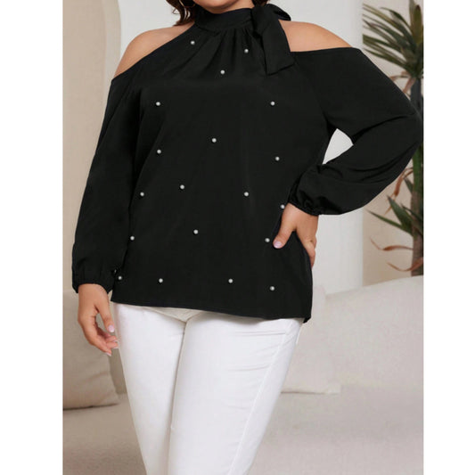 SHEIN Shein Womens Tops XL / Black SHEIN - Faux pearl off shoulder top