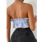 SHEIN Shein Womens Tops S / Blue SHEIN - Floral Embroidered Ruffle Backless crop top