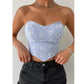 SHEIN Shein Womens Tops S / Blue SHEIN - Floral Embroidered Ruffle Backless crop top