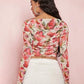 SHEIN Shein Womens Tops S / Multi-Color SHEIN - Floral Print Drawstring Side Mesh Top