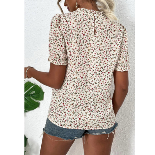 SHEIN Shein Womens Tops M / Multi-Color SHEIN - Floral Print Mock Neck Blouses