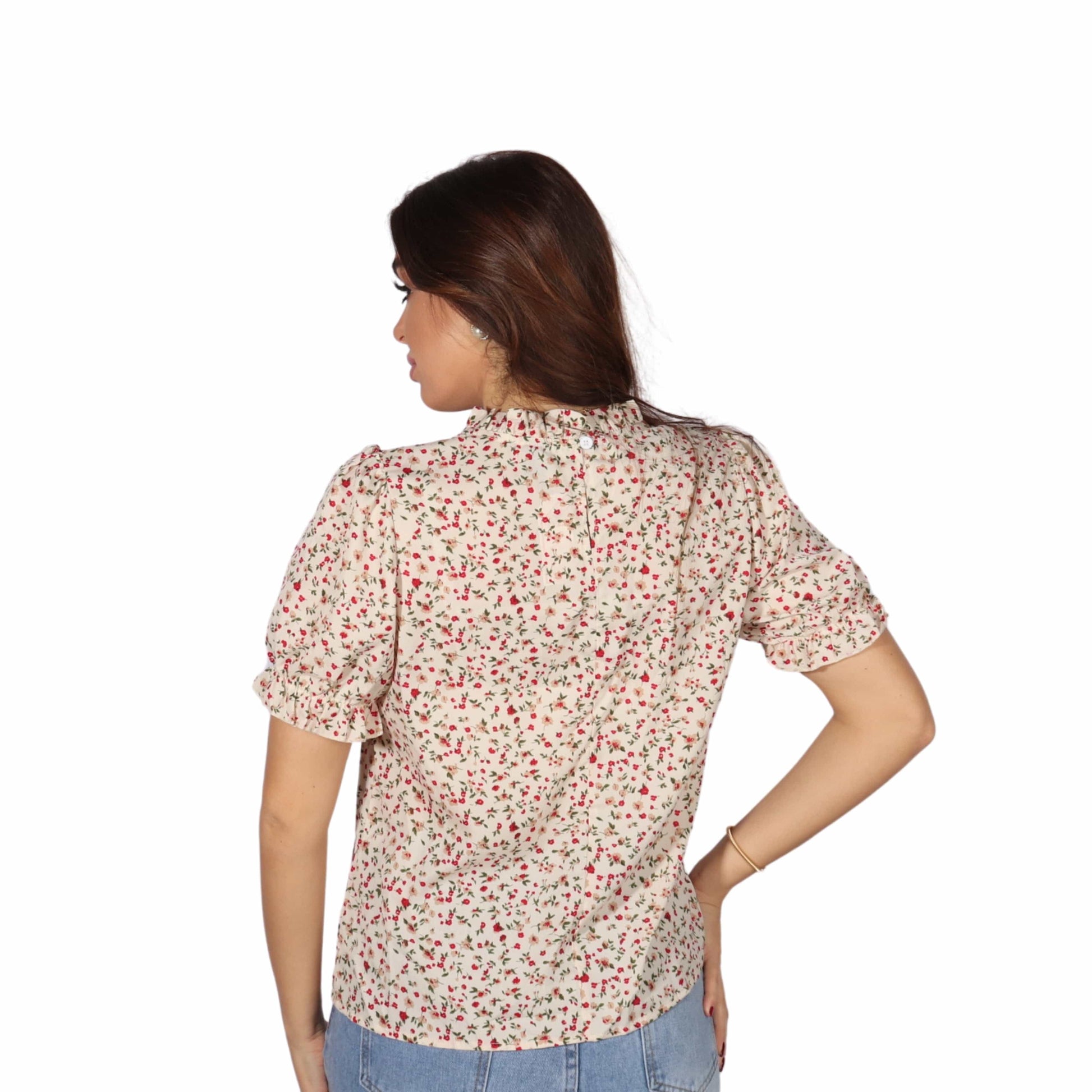 SHEIN Shein Womens Tops M / Multi-Color SHEIN - Floral Print Mock Neck Blouses