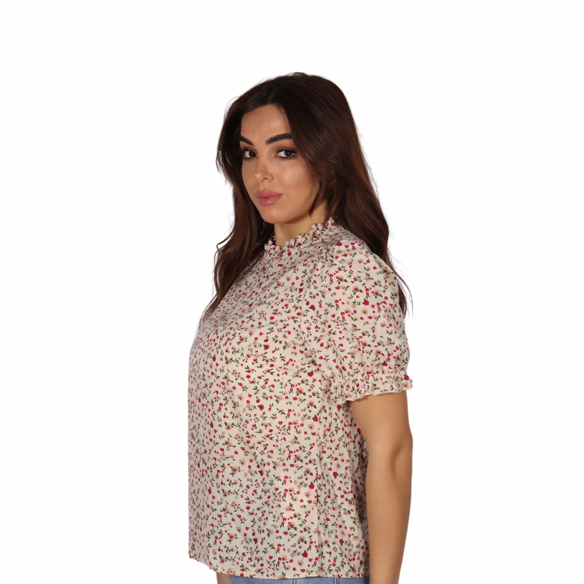SHEIN Shein Womens Tops M / Multi-Color SHEIN - Floral Print Mock Neck Blouses