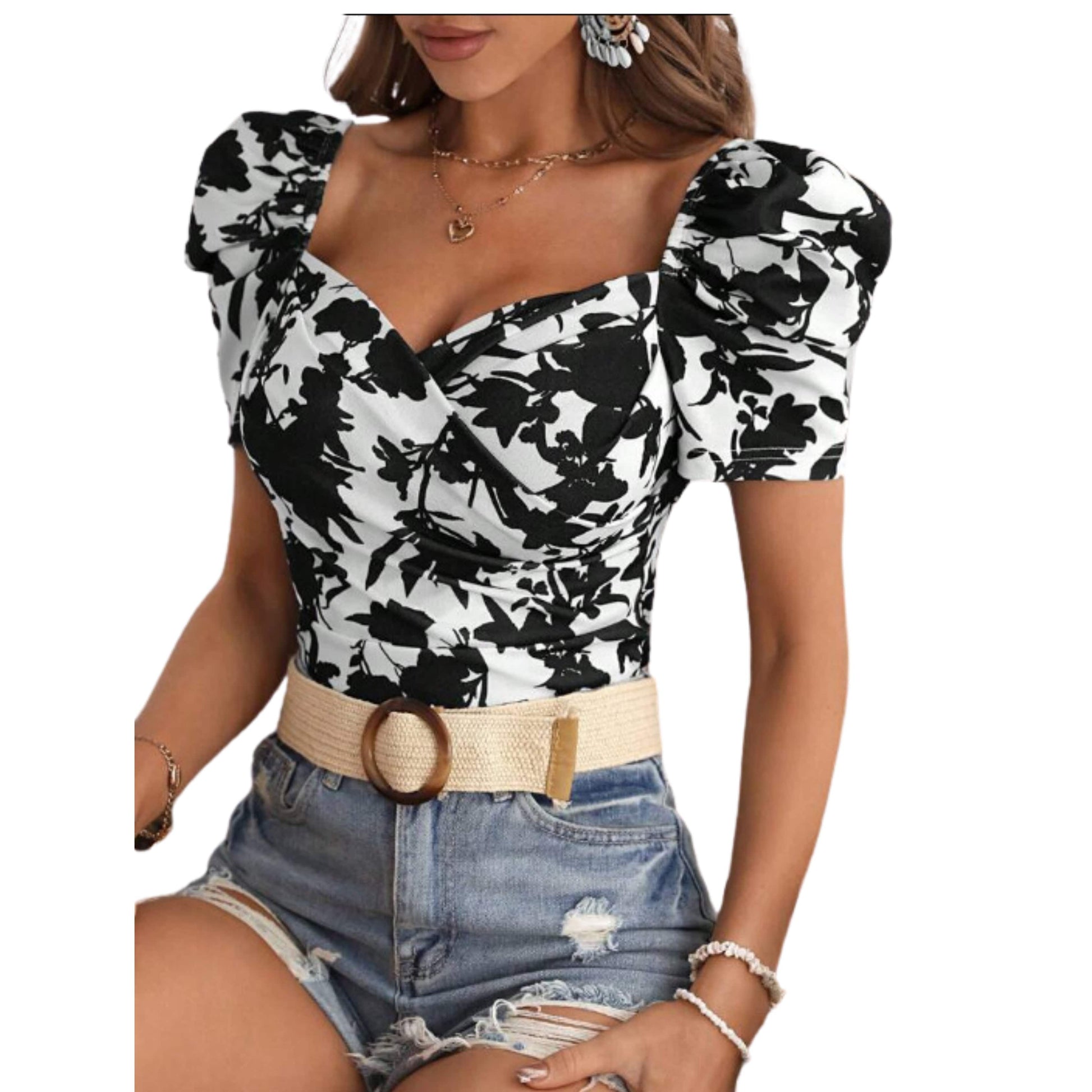 SHEIN Shein Womens Tops S / Multi-Color SHEIN -Floral Print  Sleeve Blouse