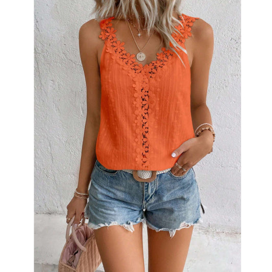 SHEIN Shein Womens Tops XL / Orange SHEIN - Flower lace detail blouse