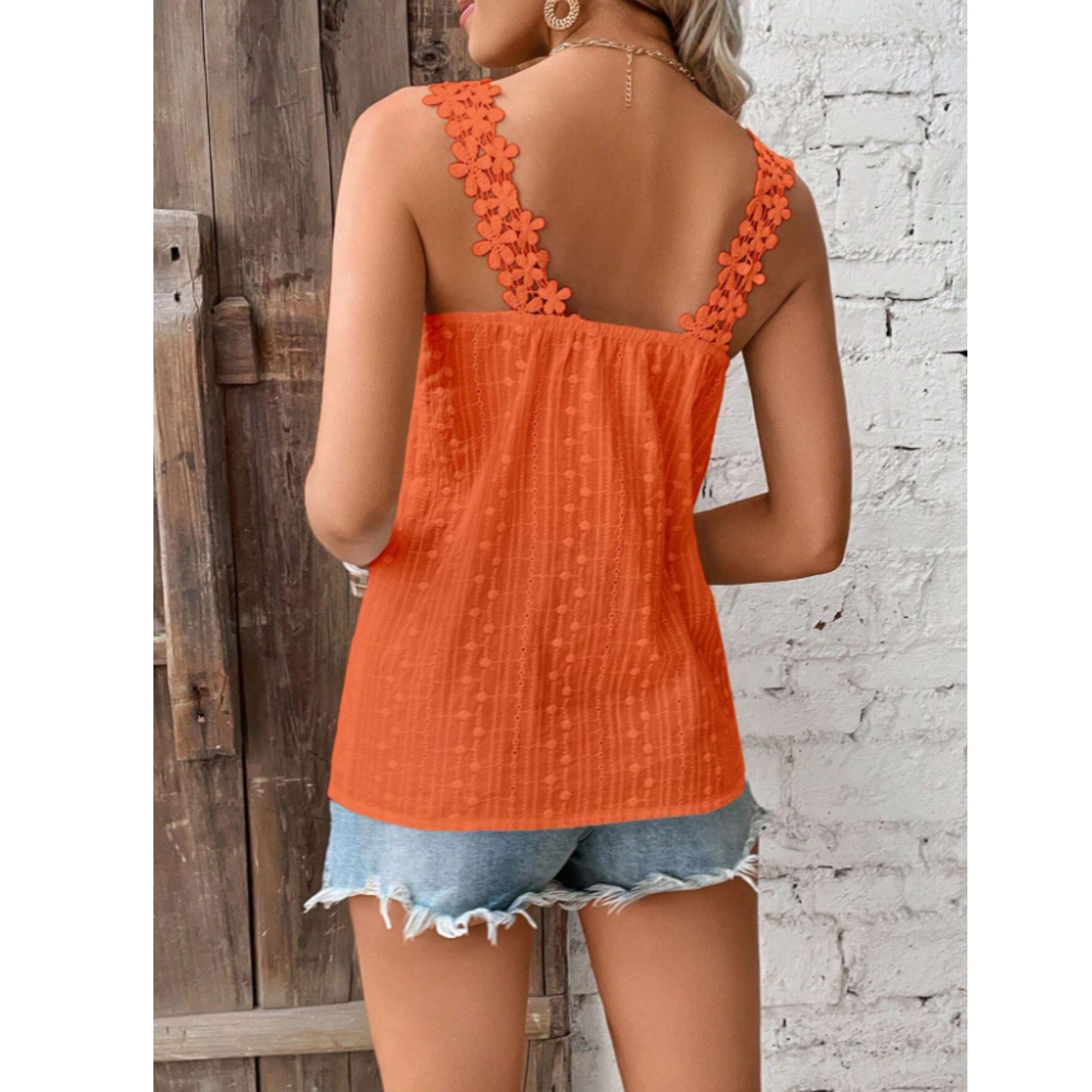 SHEIN Shein Womens Tops XL / Orange SHEIN - Flower lace detail blouse