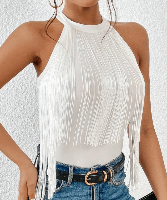 SHEIN Shein Womens Tops XS / White SHEIN - Fringe Design Blouse