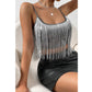 SHEIN Shein Womens Tops M / Silver SHEIN - Fringe design tank top