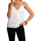 SHEIN Shein Womens Tops S / White SHEIN - Fringe Spaghetti Straps Blouse