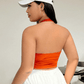 SHEIN Shein Womens Tops XS / Orange SHEIN - Halter Neck Solid Crop Top