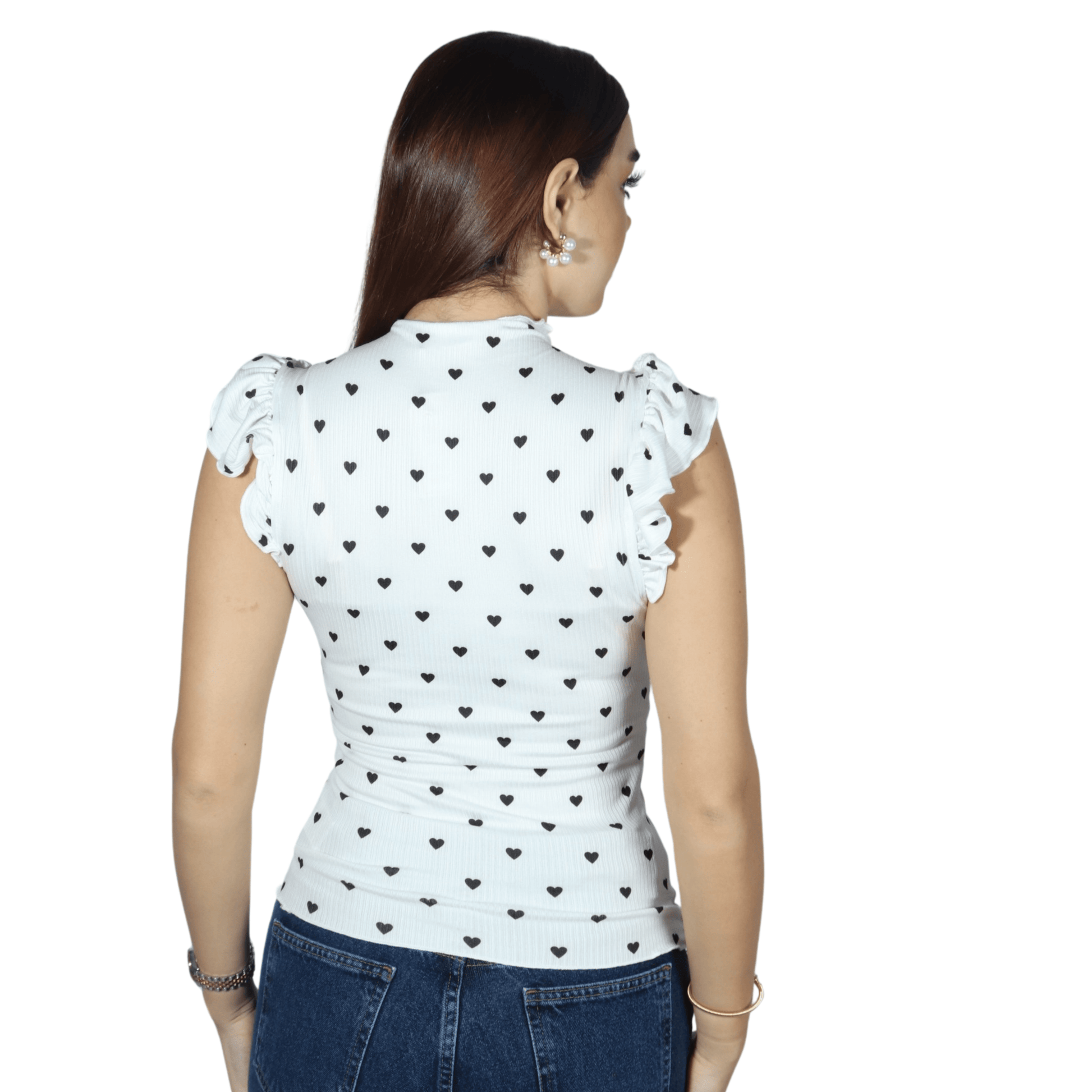 SHEIN Shein Womens Tops M / White SHEIN - Heart Printed Blouse