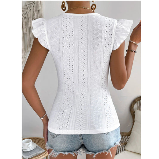 SHEIN Shein Womens Tops M / White SHEIN - Lace Design Blouse