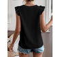 SHEIN Shein Womens Tops L / Black SHEIN - Lace Trim Cap Sleeve Blouse