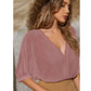 SHEIN Shein Womens Tops M / Pink SHEIN - Lace trim v neck blouse