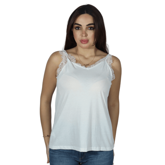 SHEIN Shein Womens Tops M / White SHEIN -  Lace-Trimmed Cami top