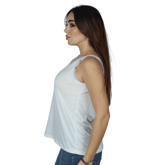 SHEIN Shein Womens Tops M / White SHEIN -  Lace-Trimmed Cami top